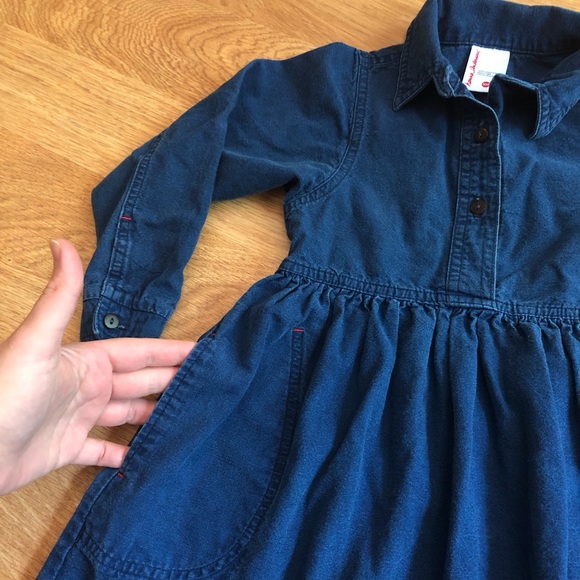 Vintage Hanna Andersson USA Made 100 4T Denim Long Sleeve Dress - Picture 3 of 6
